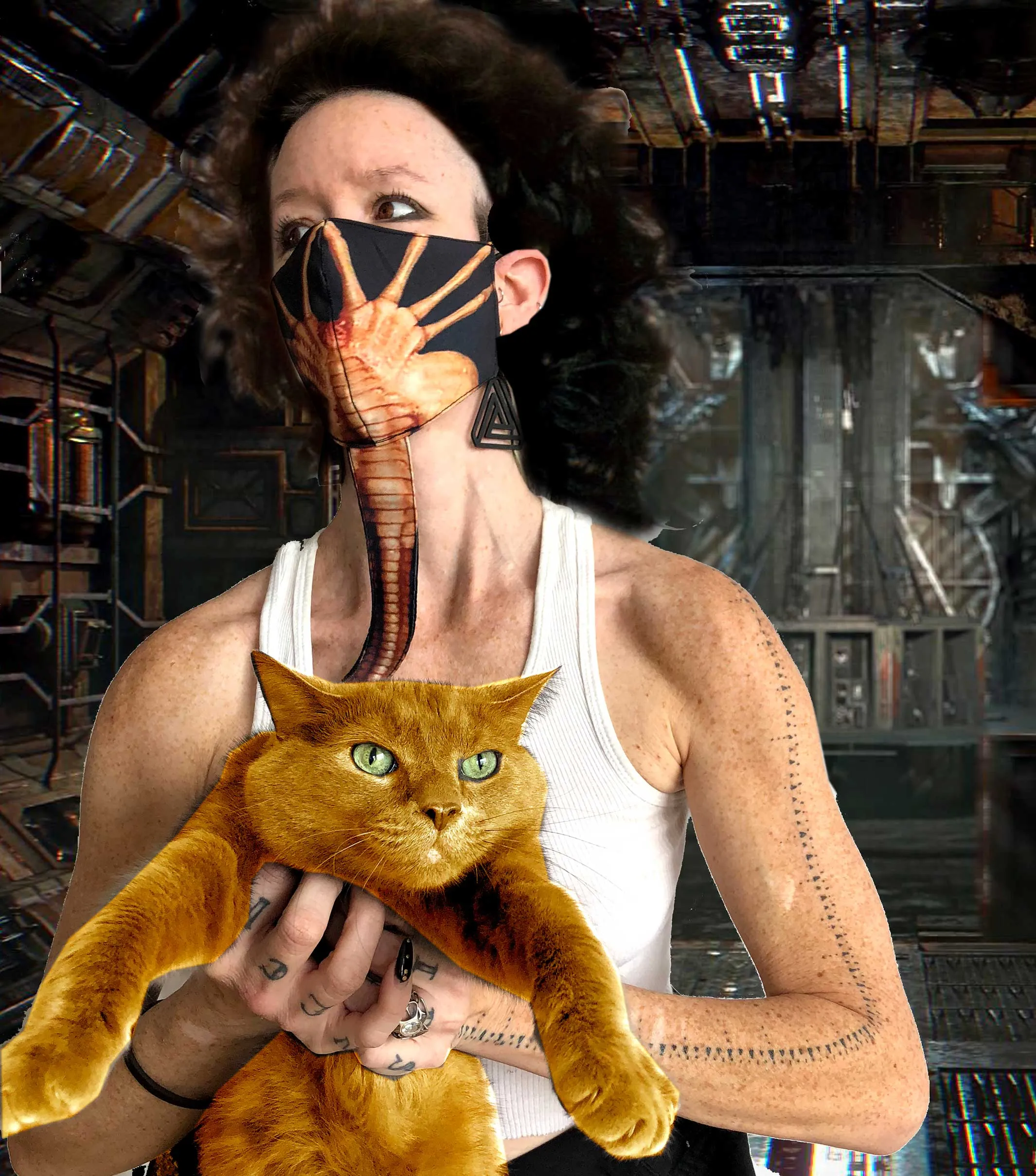 Face Hugger Mask. Aliens-inspired, adjustable fabric face cover. Xenomorph, Facehugger face mask
