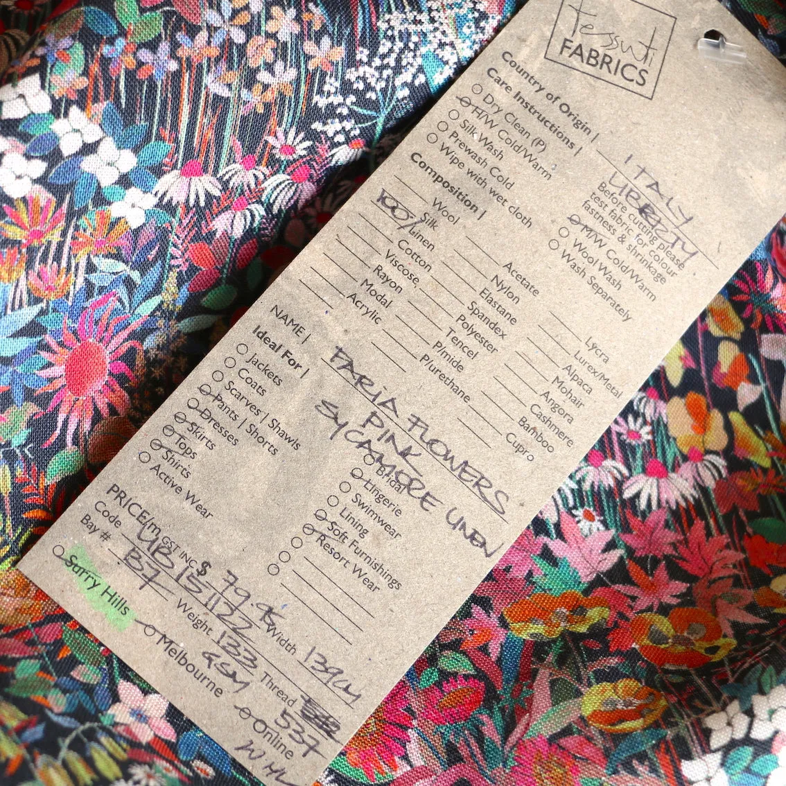 Faria Flowers Pink - Liberty Sycamore Linen
