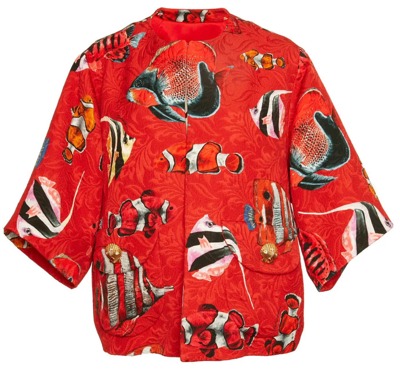 Fish Print Jacket & Mini Skirt Set