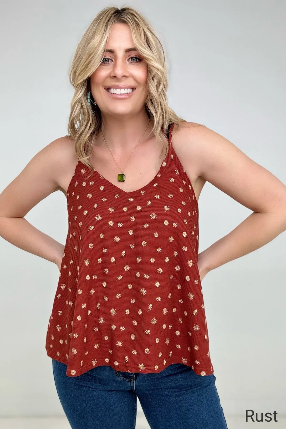 Floral Print Spaghetti Strap Top - Multiple Colors