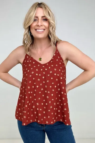 Floral Print Spaghetti Strap Top - Multiple Colors
