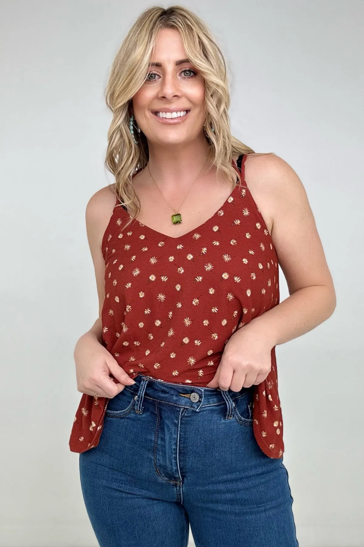 Floral Print Spaghetti Strap Top - Multiple Colors