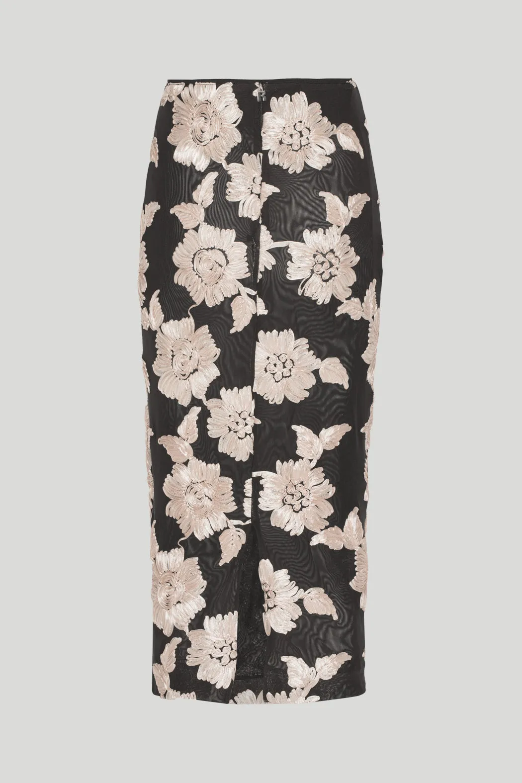 FLOWER MESH MIDI SKIRT