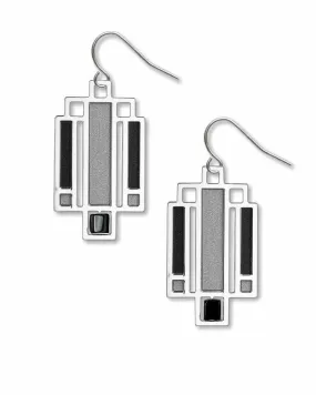 Frank Lloyd Wright Willits Light Screen Black Enamel Earrings