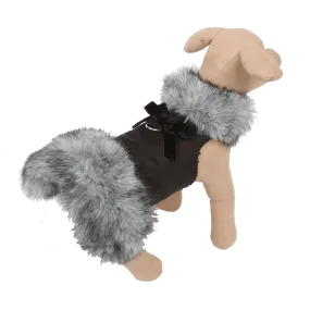 Fur Coat Velvet Bow Black Tip Silver Fox