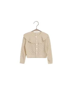 Girls Sweater | Ruffle Cardigan - Ivory | Noralee