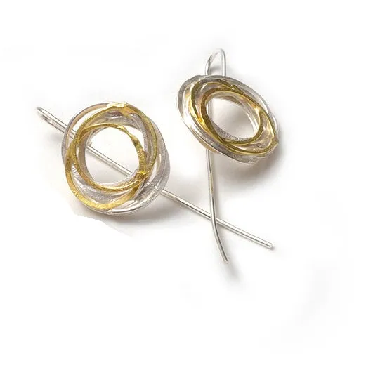 gold and silver wrap earrings- sterling silver and 18ct gold