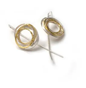gold and silver wrap earrings- sterling silver and 18ct gold