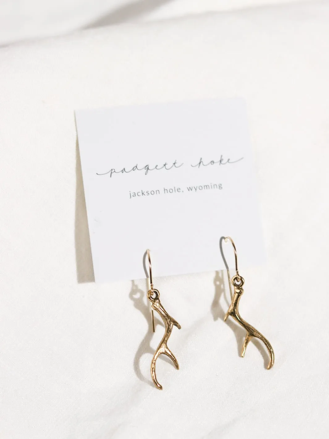 Gold Antler Dangle Earrings