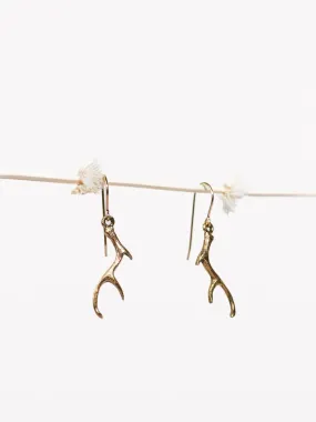 Gold Antler Dangle Earrings