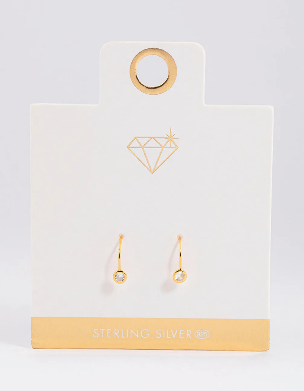 Gold Plated Sterling Silver Encased Cubic Zirconia Drop Earrings