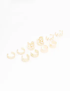 Gold Plated Surgical Steel Roman Leaf Ear Cuff 10-Pack