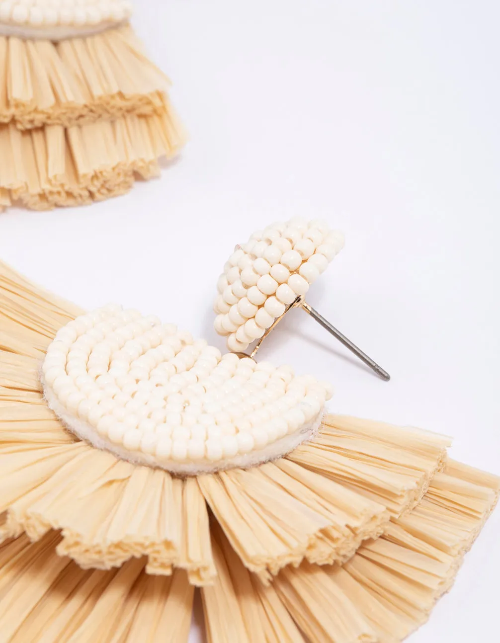 Gold Raffia Fanned Drop Earrings