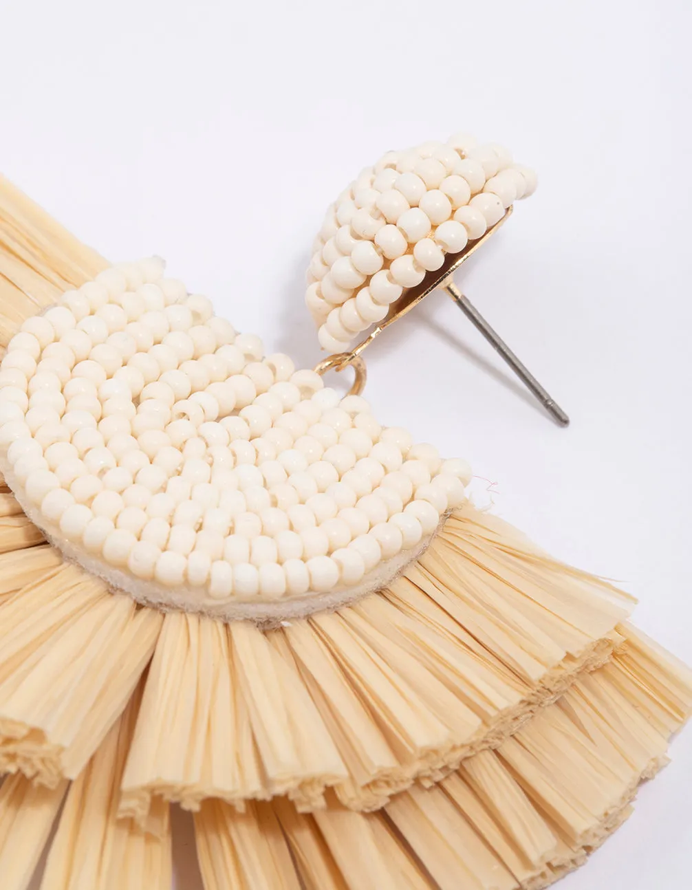 Gold Raffia Fanned Drop Earrings