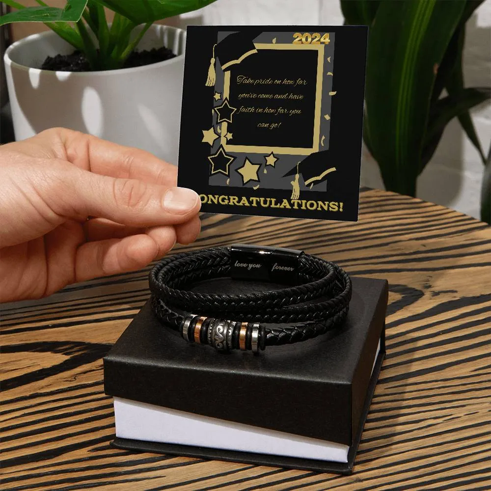 Graduation Engraved Men's "Love You Forever" Bracelet, year 2024