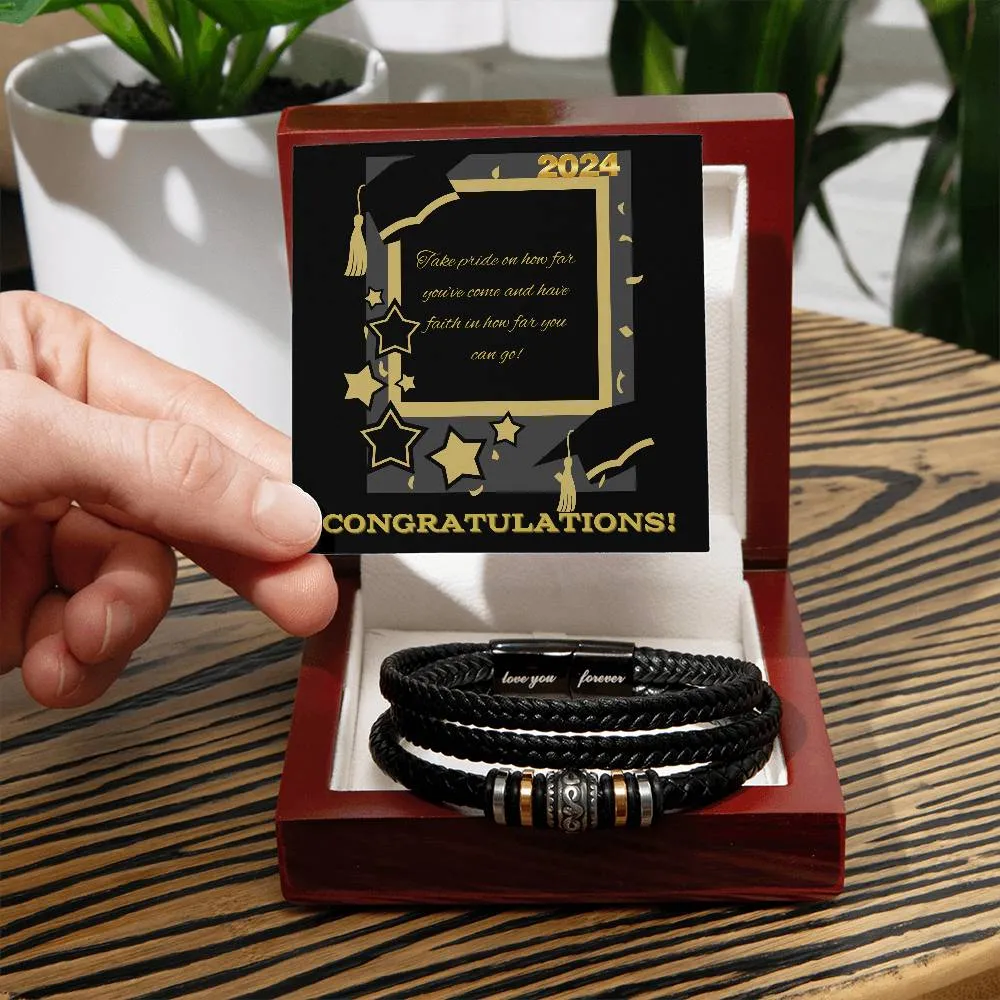 Graduation Engraved Men's "Love You Forever" Bracelet, year 2024