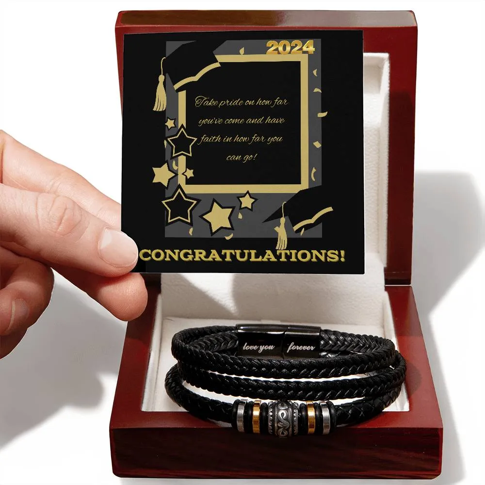 Graduation Engraved Men's "Love You Forever" Bracelet, year 2024