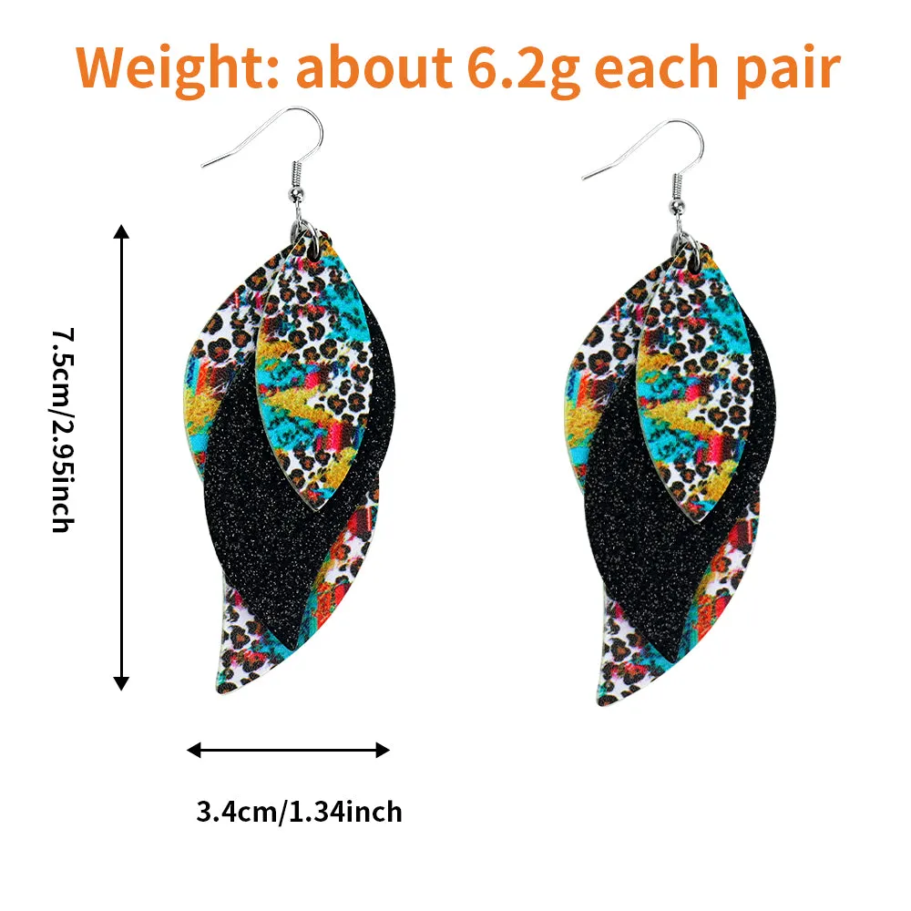 Gray Leopard Faux Leather Teardrop Ear Bling Two Styles Available