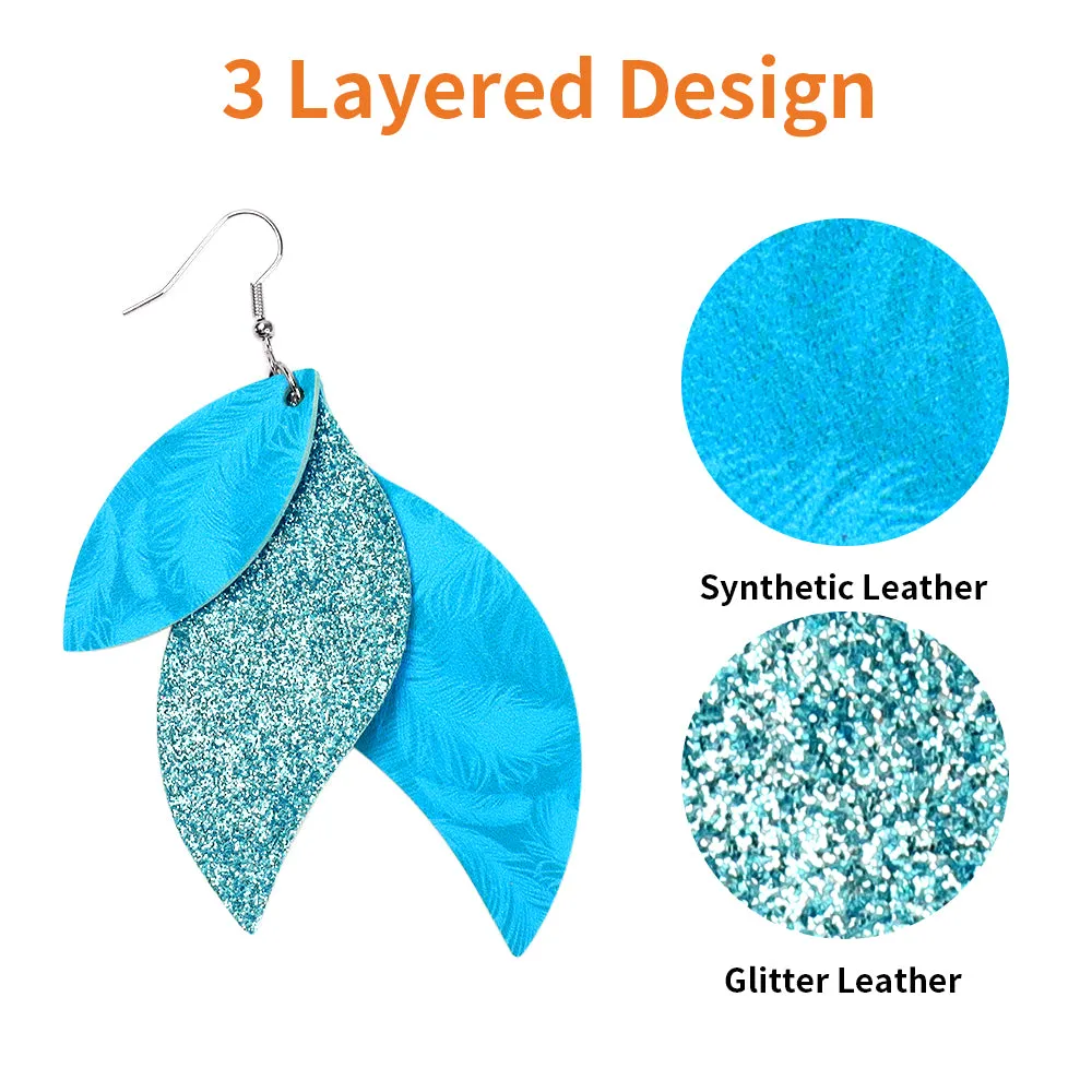 Gray Leopard Faux Leather Teardrop Ear Bling Two Styles Available