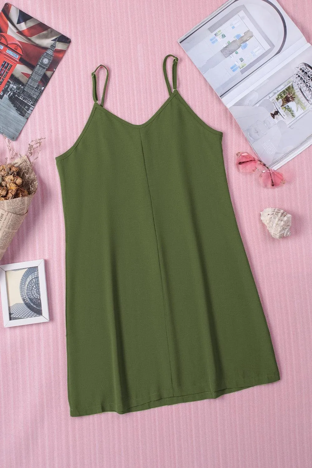 Green Buttoned Slip Dress