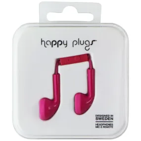 Happy Plugs Wired Earbud Headphones with Mic & Remote (7909) - Cerise (Pink)