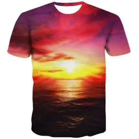 Harajuku T shirts Men Colorful Tshirt Anime Water Tshirts Novelty Nebula T shirts Funny Flame Tshirt Printed Short Sleeve