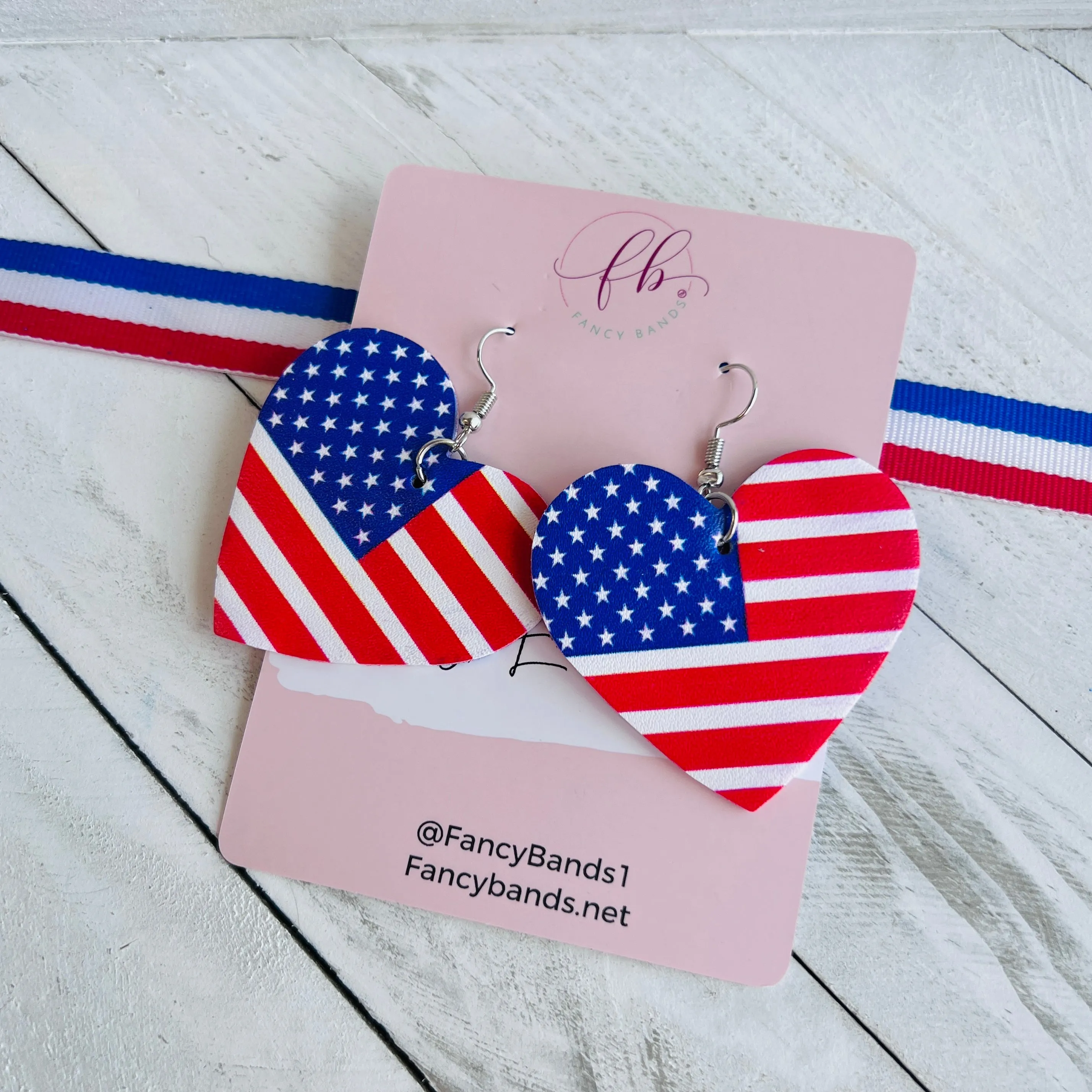 Heart The USA Faux Leather Ear Bling