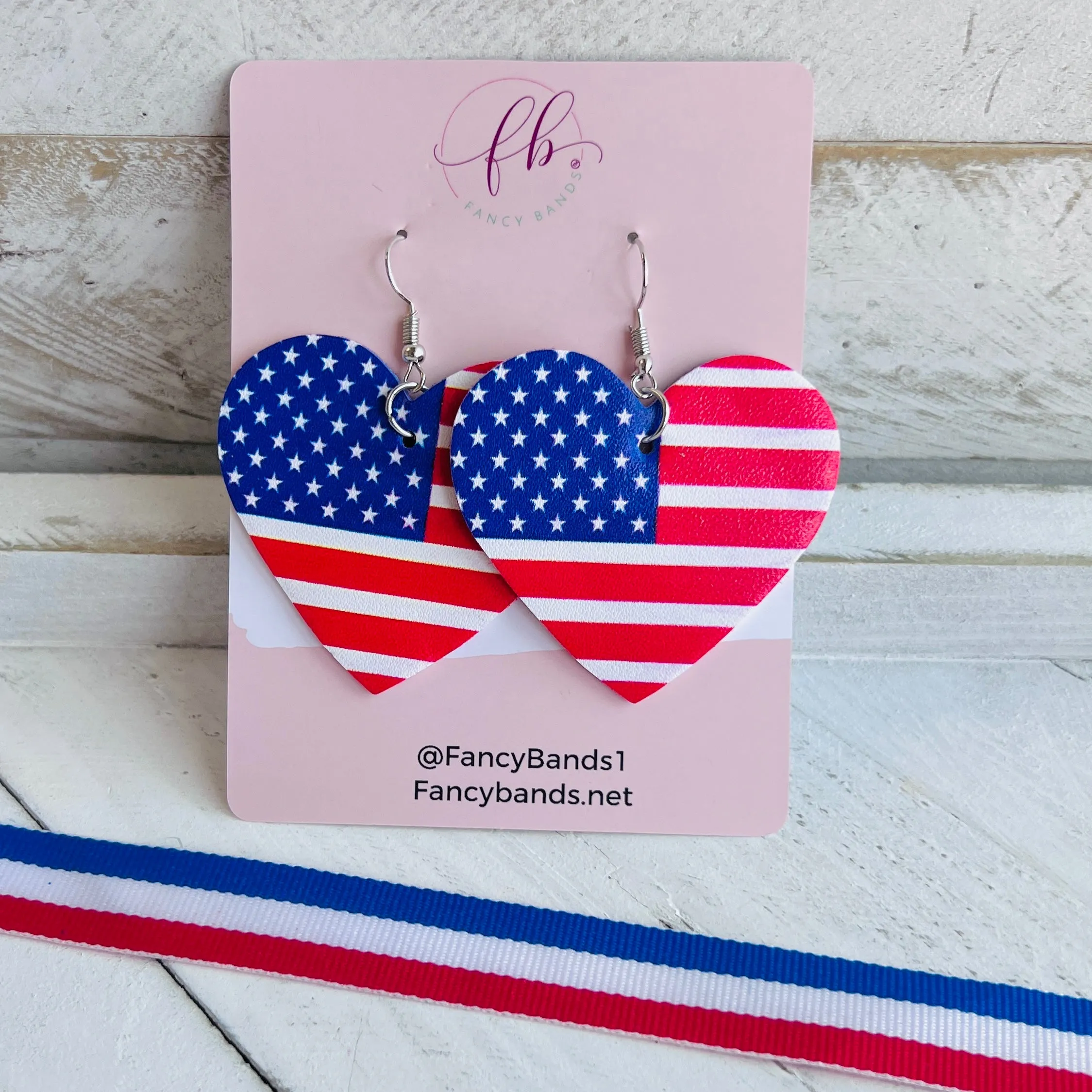 Heart The USA Faux Leather Ear Bling