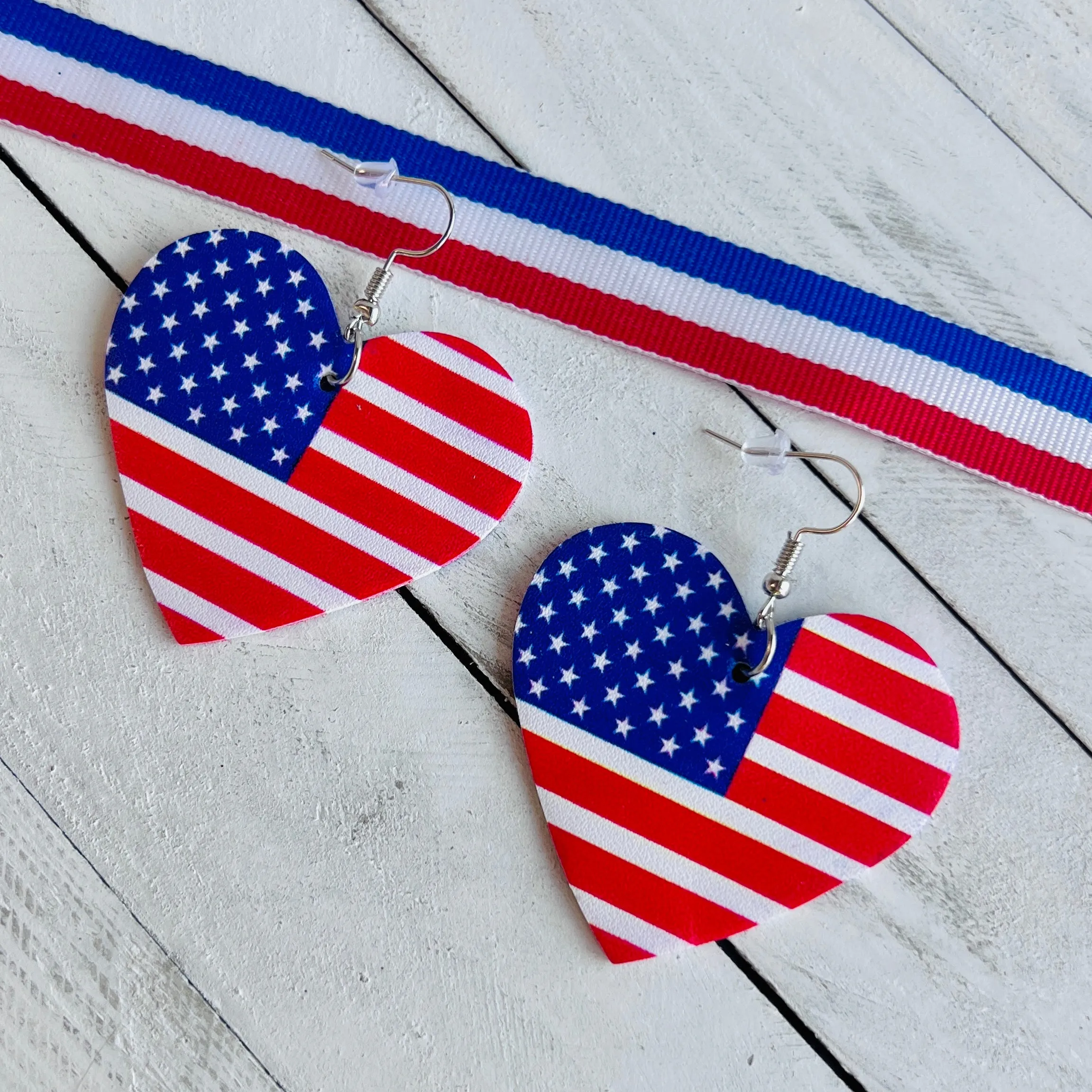 Heart The USA Faux Leather Ear Bling