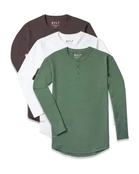 Henley Drop-Cut L/S: LUX Custom 3 Pack