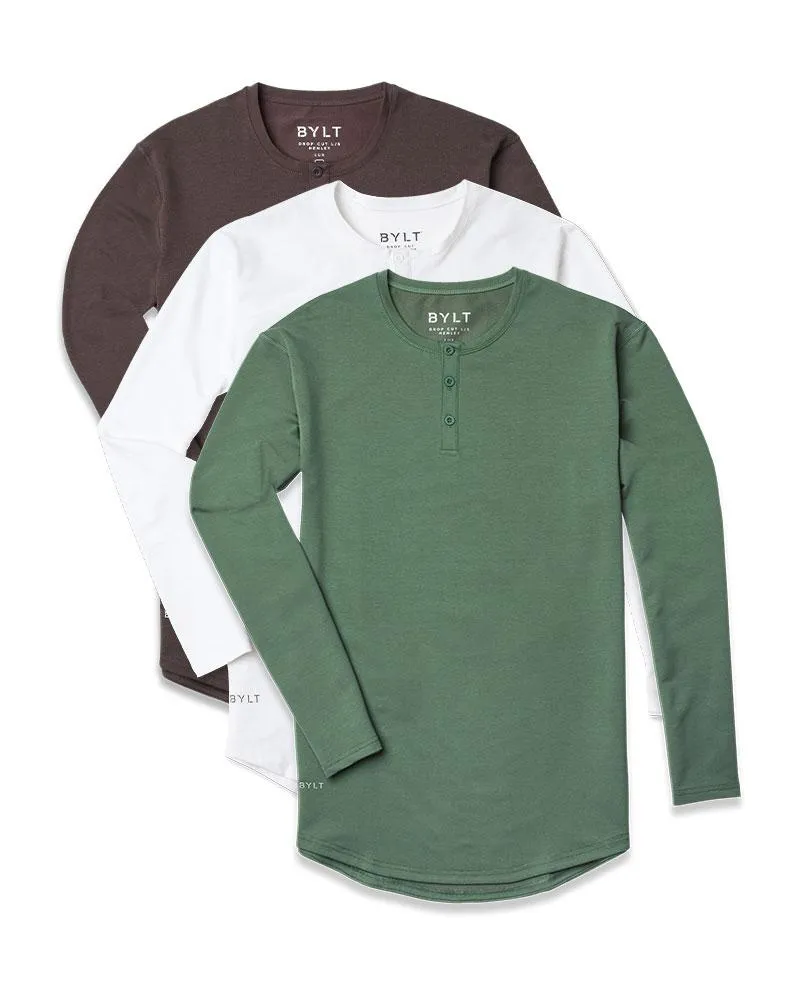Henley Drop-Cut L/S: LUX Custom 3 Pack