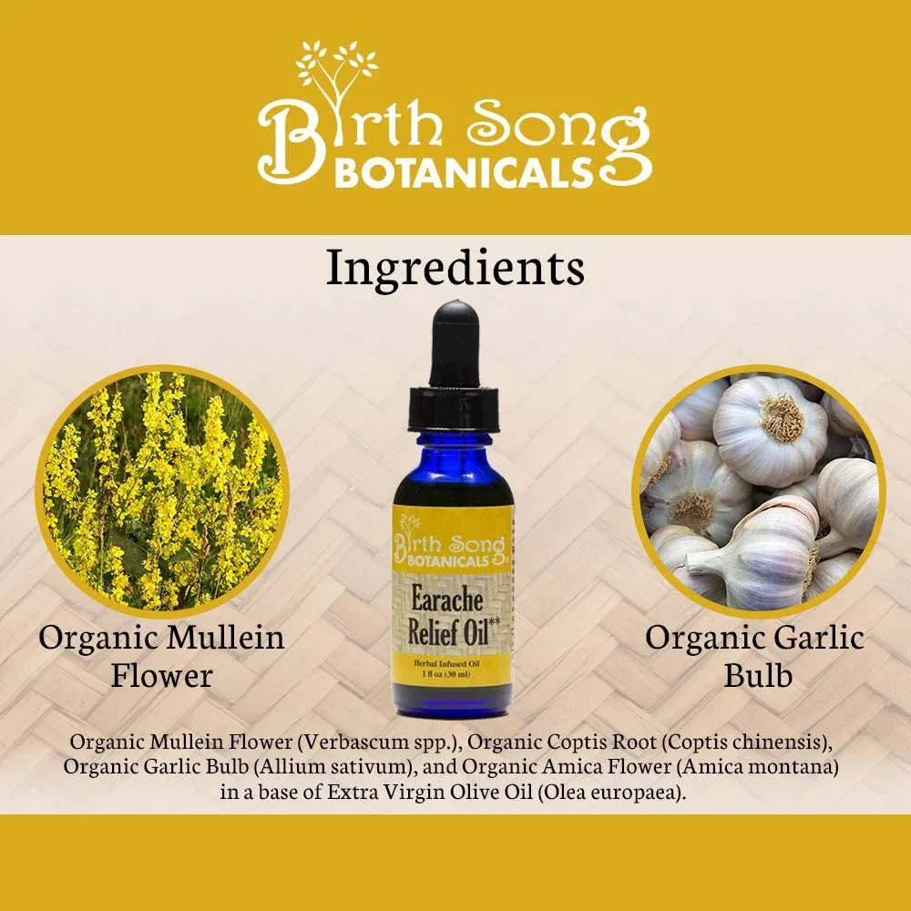 Herbal Ear Oil, Natural Ear Drops, Blended with Garlic and Mullein Flowers, for Swimmers and Wax Removal 1 oz.