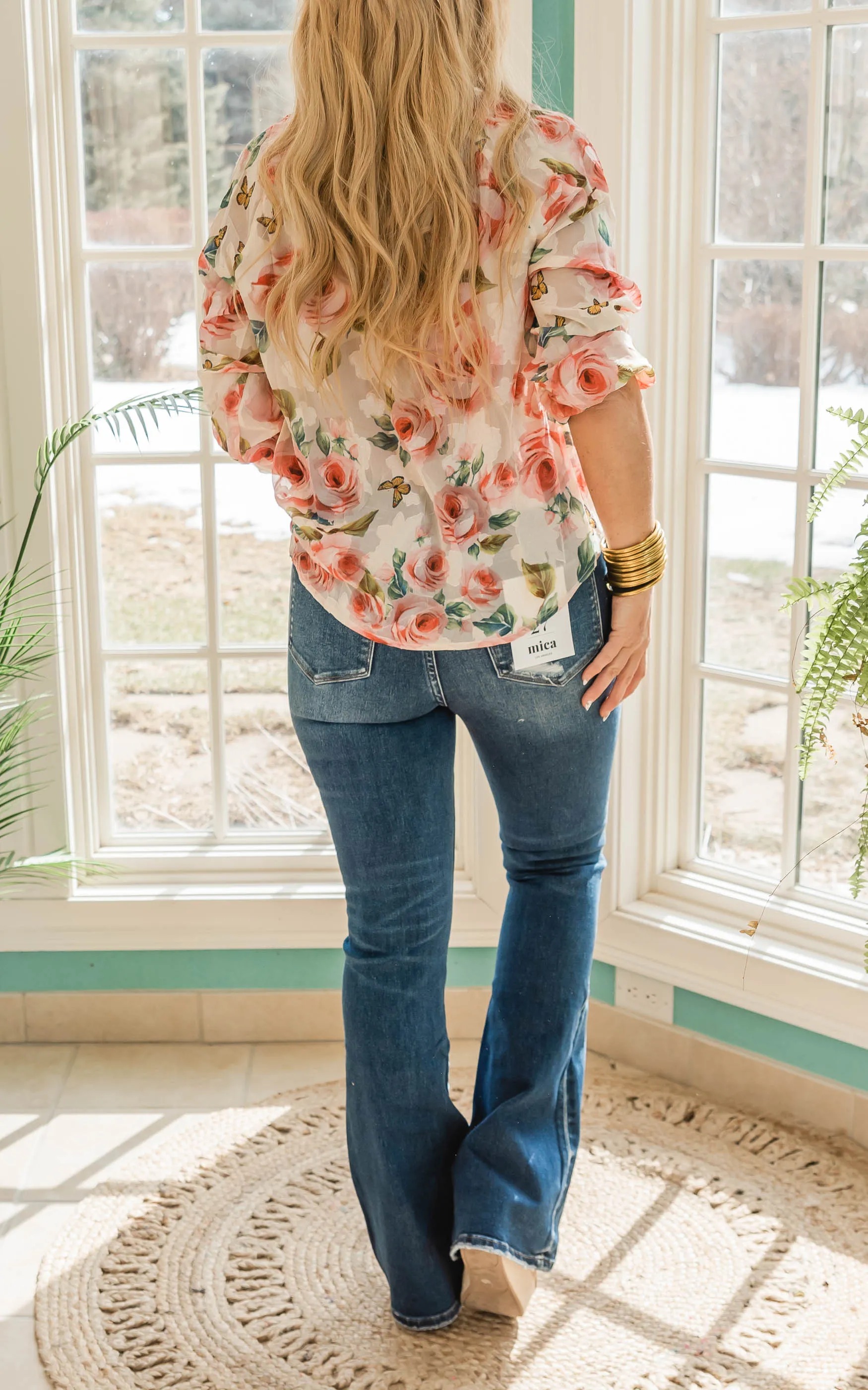 High Rise Button Fly Flare Denim Jeans - Mica | FINAL SALE
