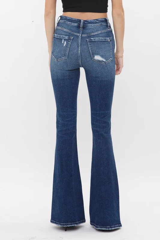 High Rise Button Fly Flare Denim Jeans - Mica | FINAL SALE