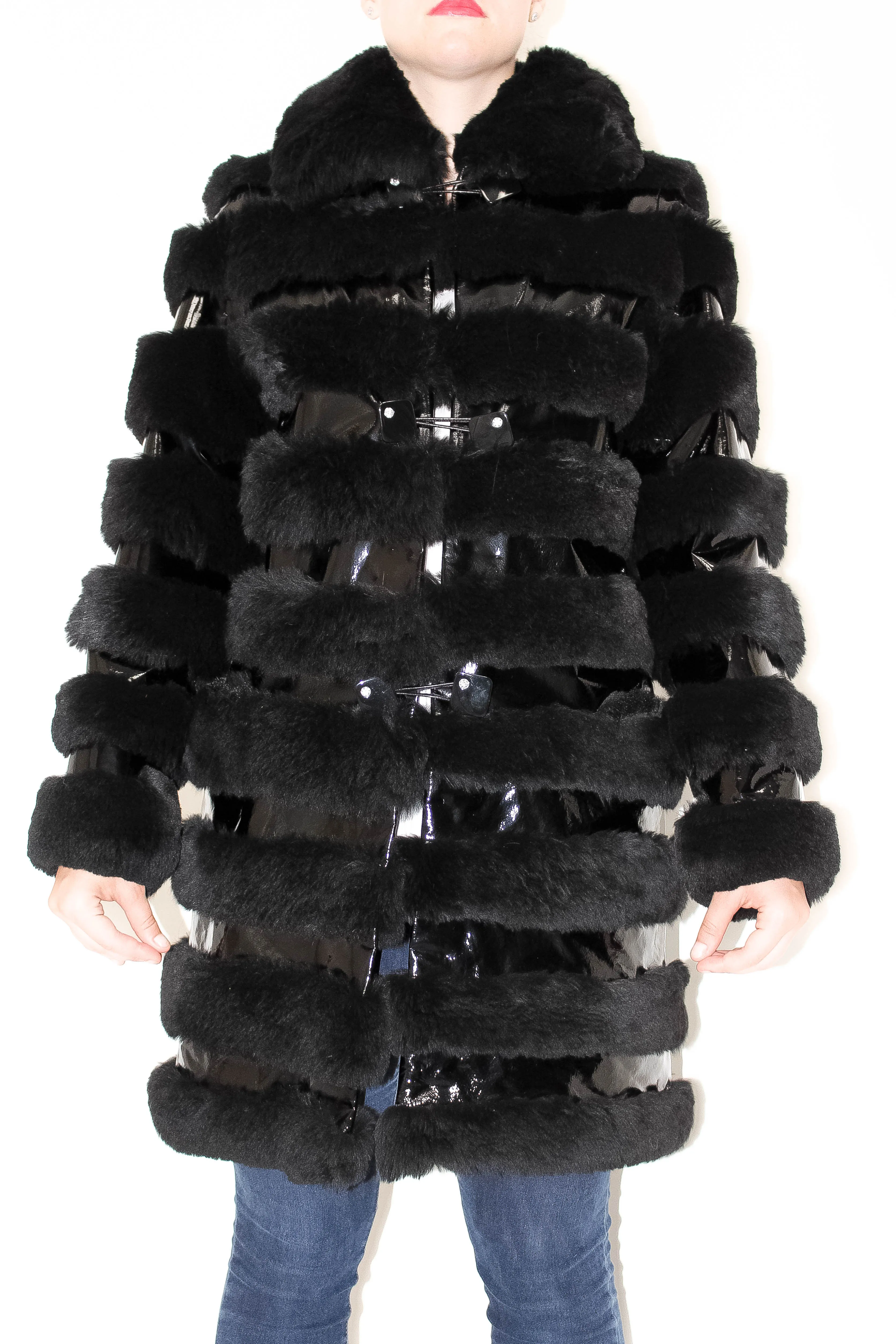 Horizontal Leather and Sheared Fur