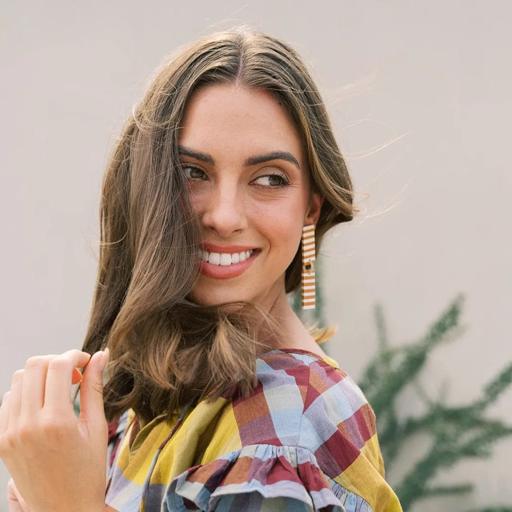 Isabella Tan Striped Earrings