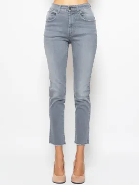Jeans Slim Fit con Orlo Sfrangiato Grigio