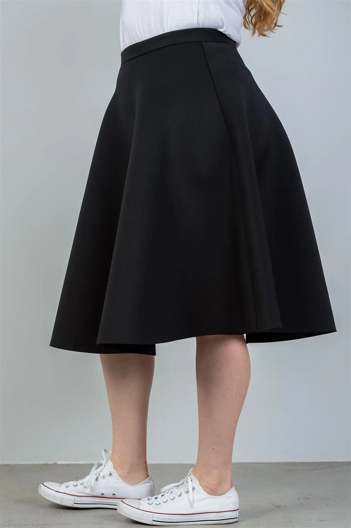 Junior Plus Size Black Midi Skirt /2-2-2-1