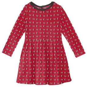 Kickee Pants Twirl Dress - Crimson Penguins