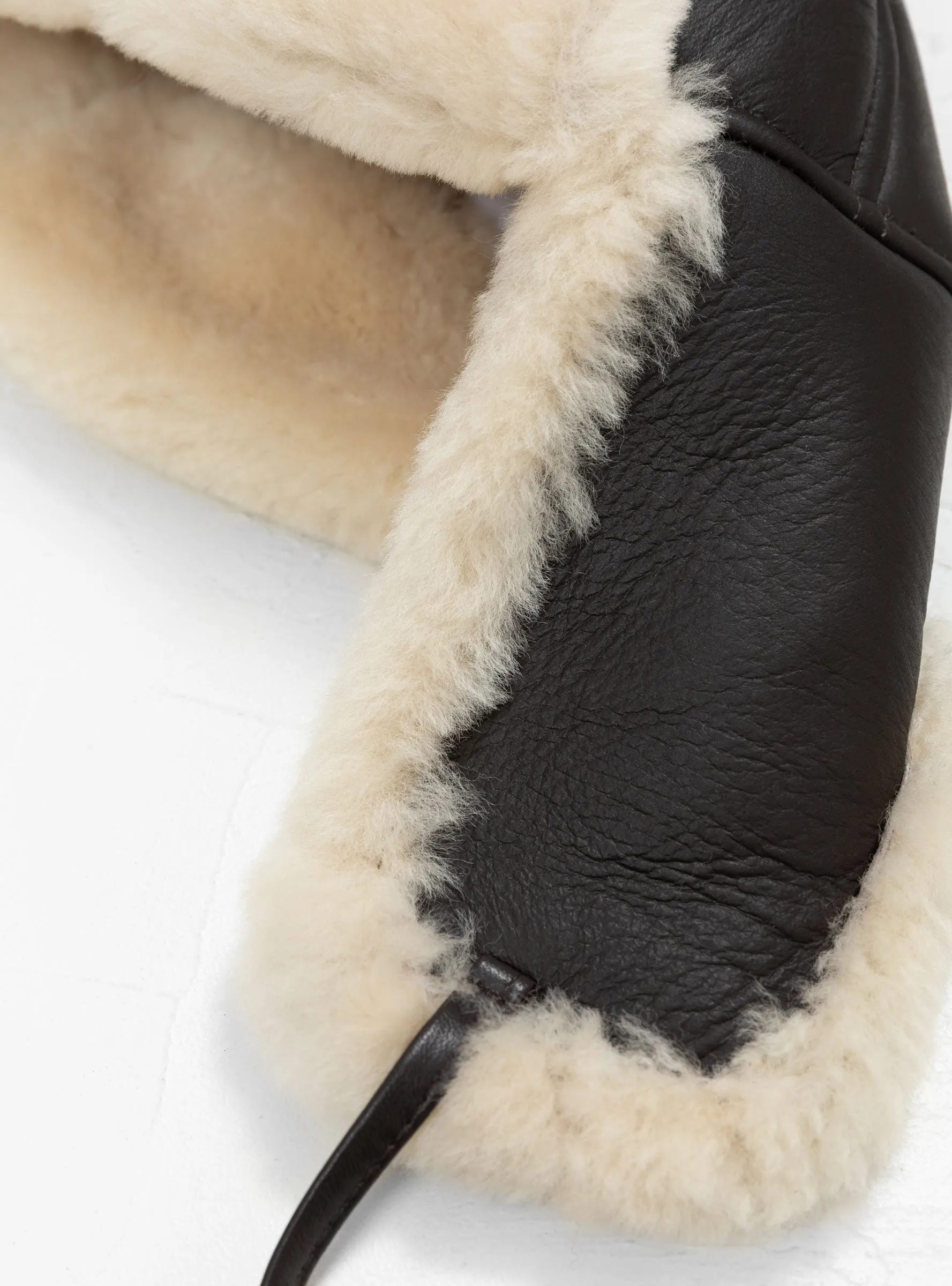 Leather Back Straight Hair Trapper Hat Chocolate Seal