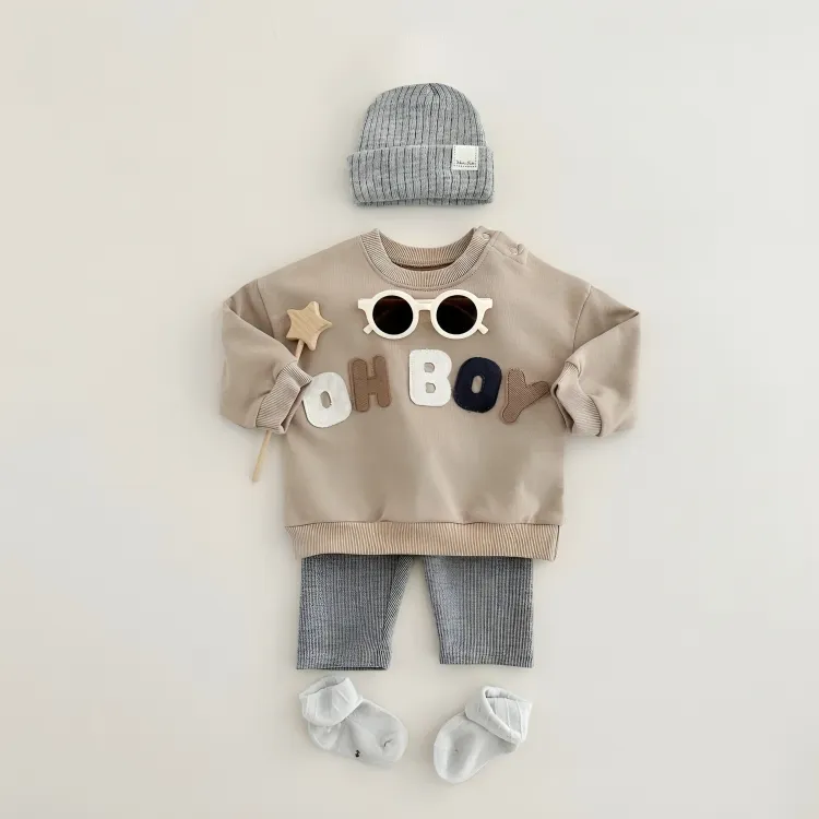 Letter Pattern Long Sleeve Top and Pants