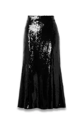 Levine Sequined Tulle Midi Skirt