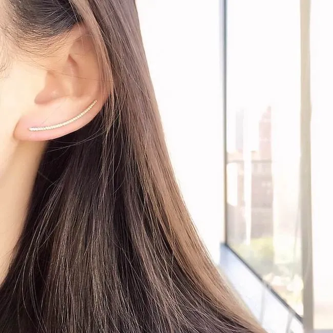 Long Diamond Ear Climbers
