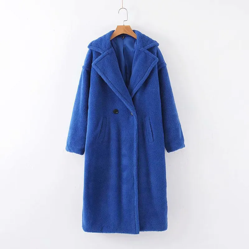 Long Faux Lamb Fur Coat