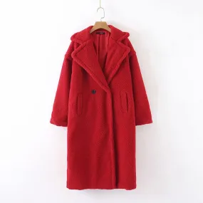 Long Faux Lamb Fur Coat