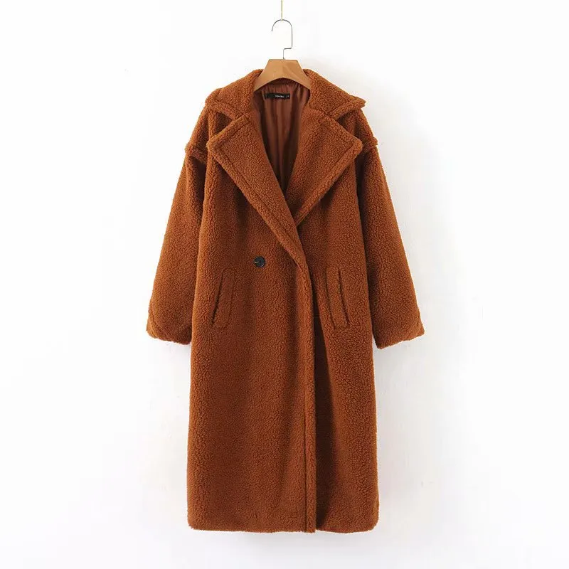 Long Faux Lamb Fur Coat