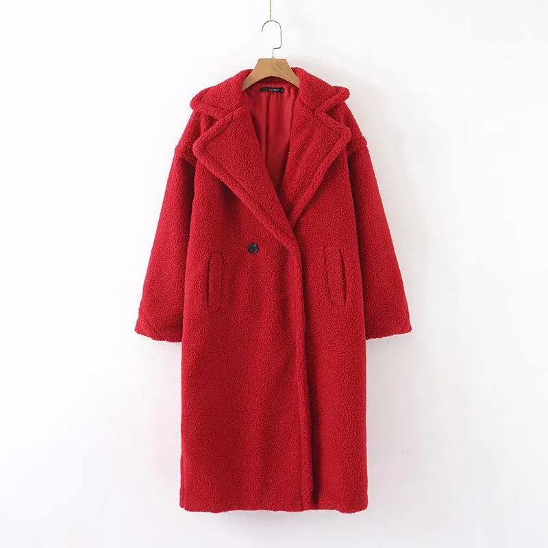 Long Faux Lamb Fur Coat