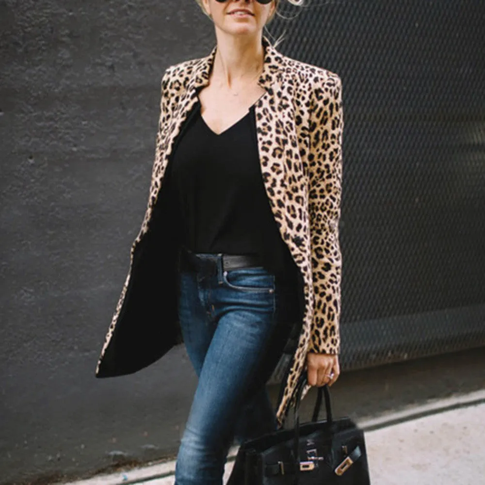 Long Sleeve Leopard Coat