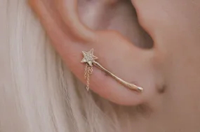 Magic Wand Ear Climber with Chain
