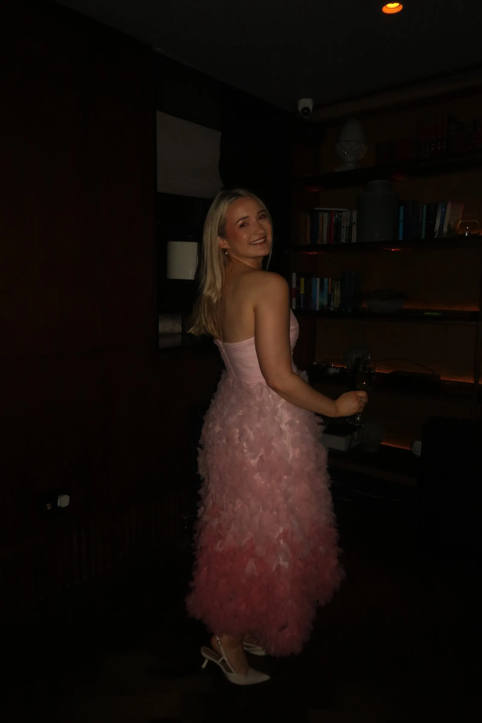 Marchesa Notte Ombre Pink Midi Dress